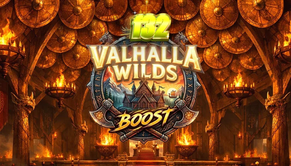 Pemandangan bertema Viking dalam slot Valhalla Wilds Boost
